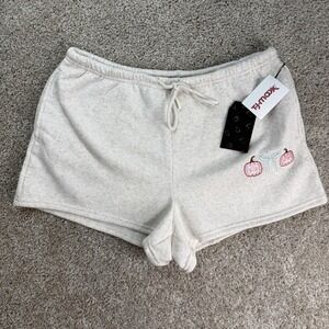 Better / Together Sweat Shorts Womens L Beige Drawstring Pumpkin Halloween